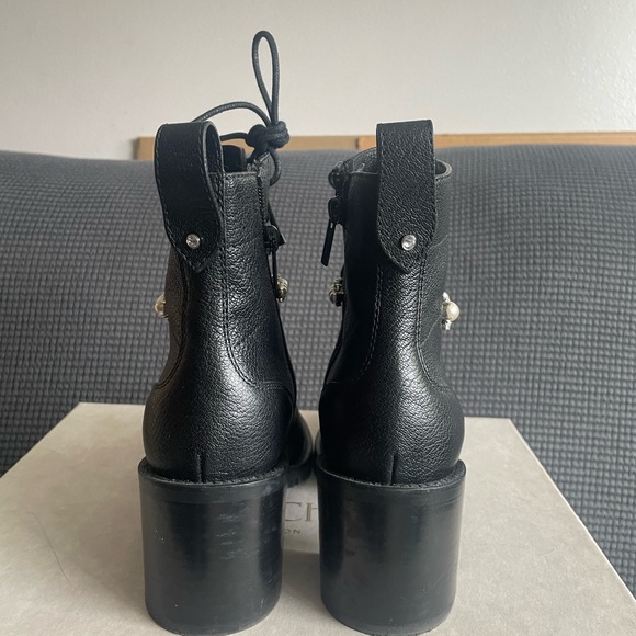 Jimmy Choo Black Cruz 65 Combat Ankle Boots with Crystal Pearl Strap - Picture 4 of 7